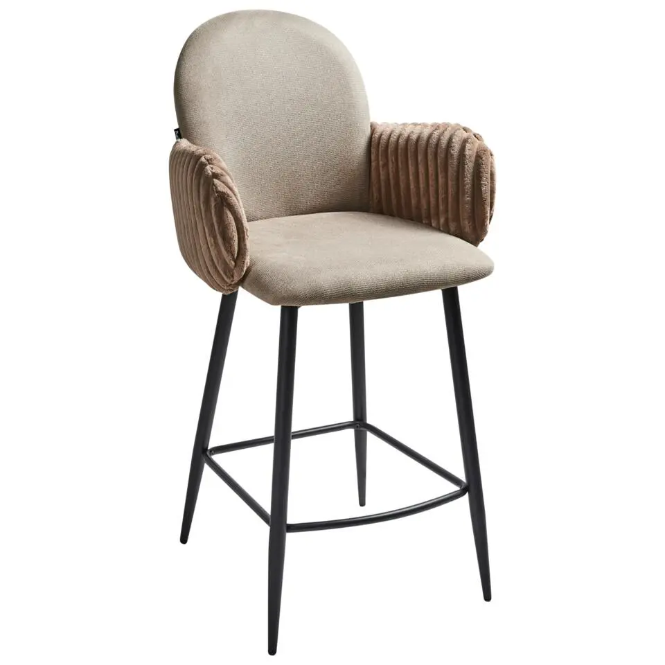 AMITY - Barkruk set van 2 - Taupe - Polyester