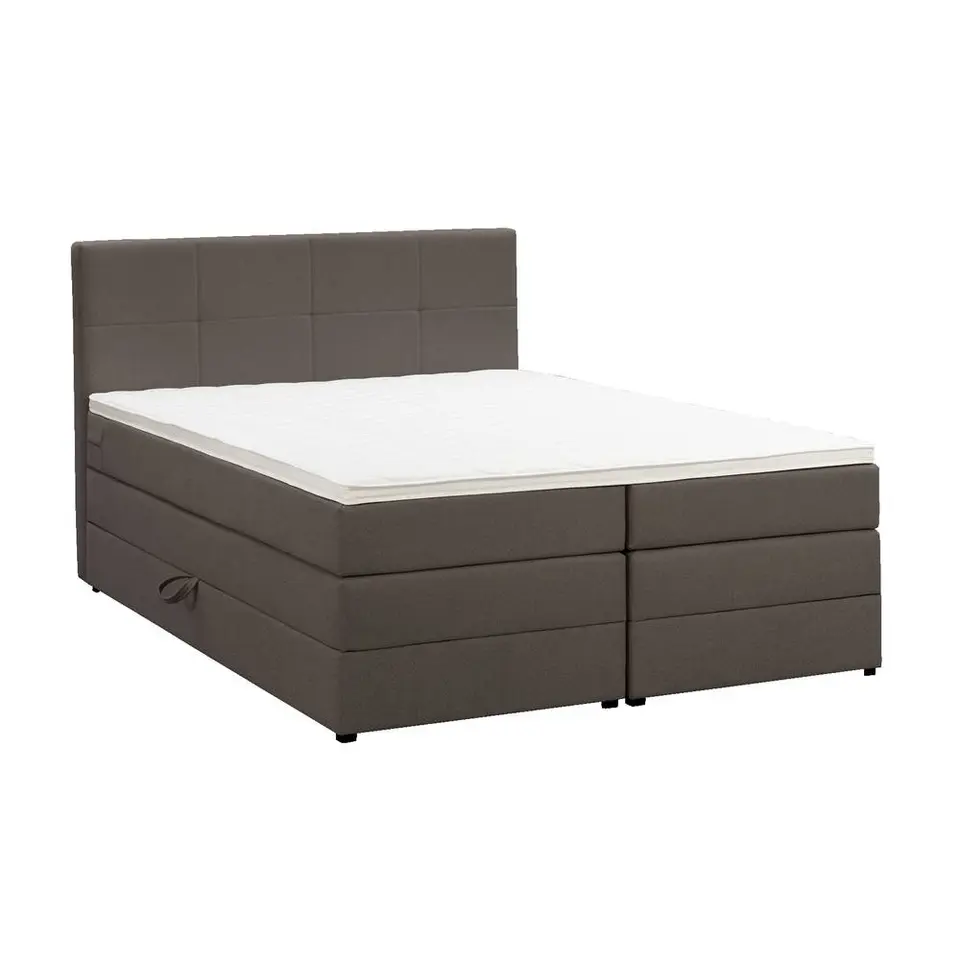 Boxspring met opbergruimte Liv geblokt - donkerbruin - 160x200 cm