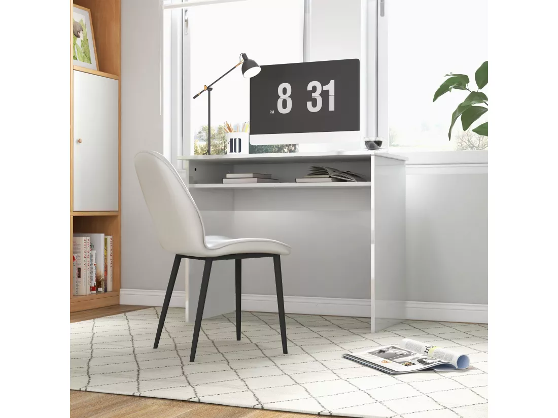 Bureau informatique multimédia multi-rangement 1 étagère - 90l x 50P x 74H cm blanc