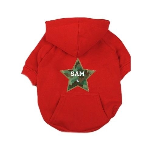 Moletom vermelho camuflado com estrelas para cães