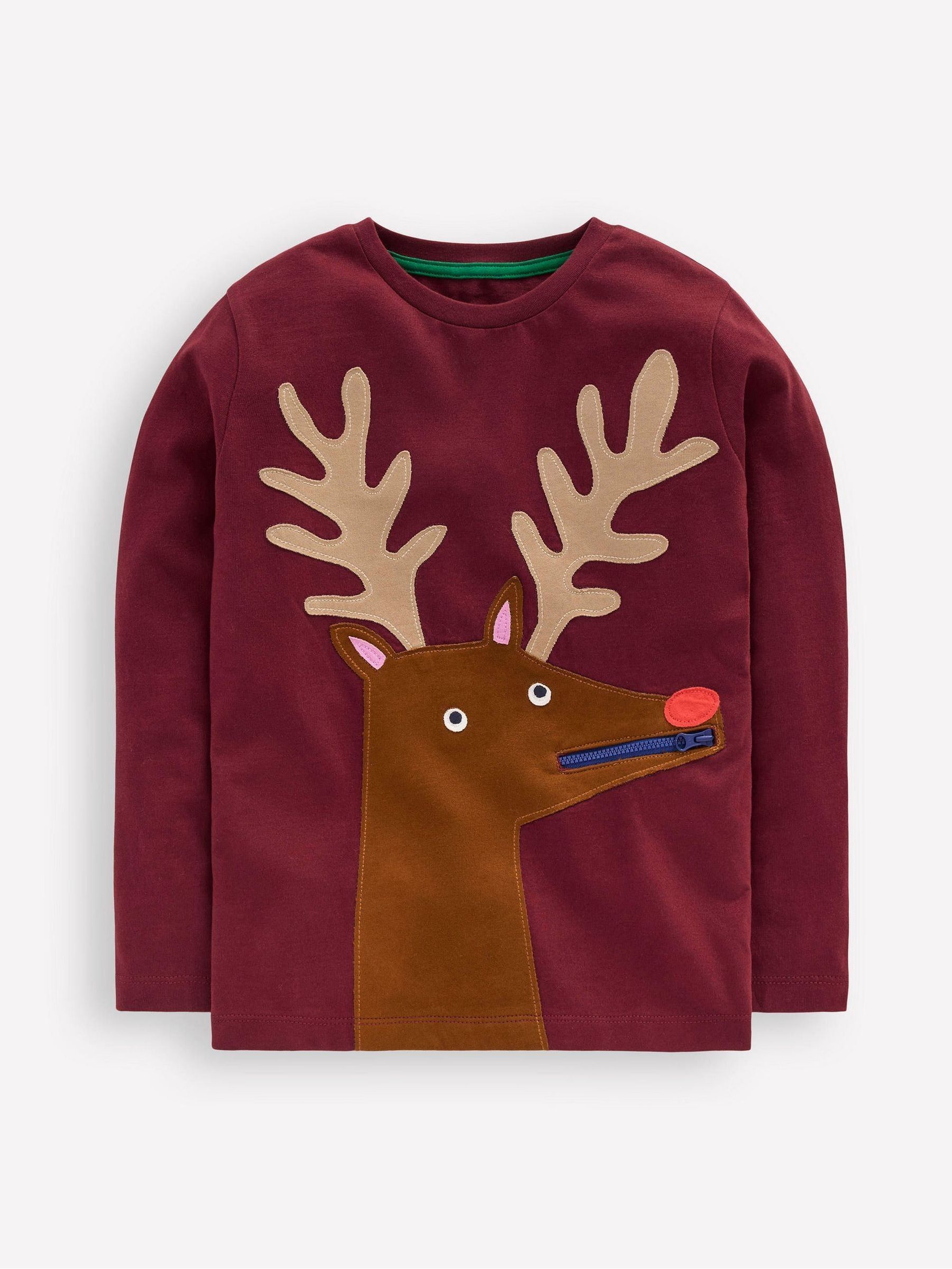 Boden Kerstmis T-shirt met rits en applicatie