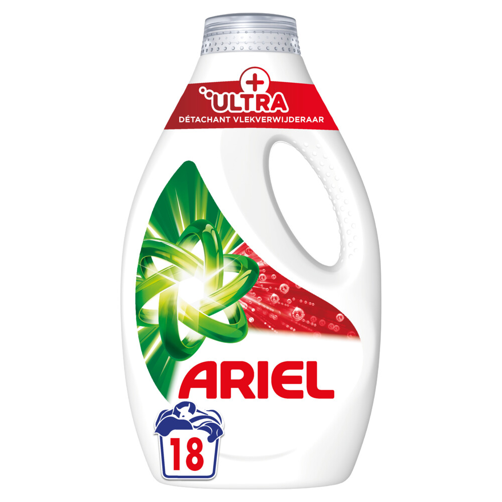 Ariel Vloeibaar Wasmiddel +Ultra Vlekverwijderaar 18 Wasbeurten810 ml
