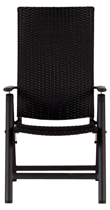 Havestol i sort aluminium og rattan