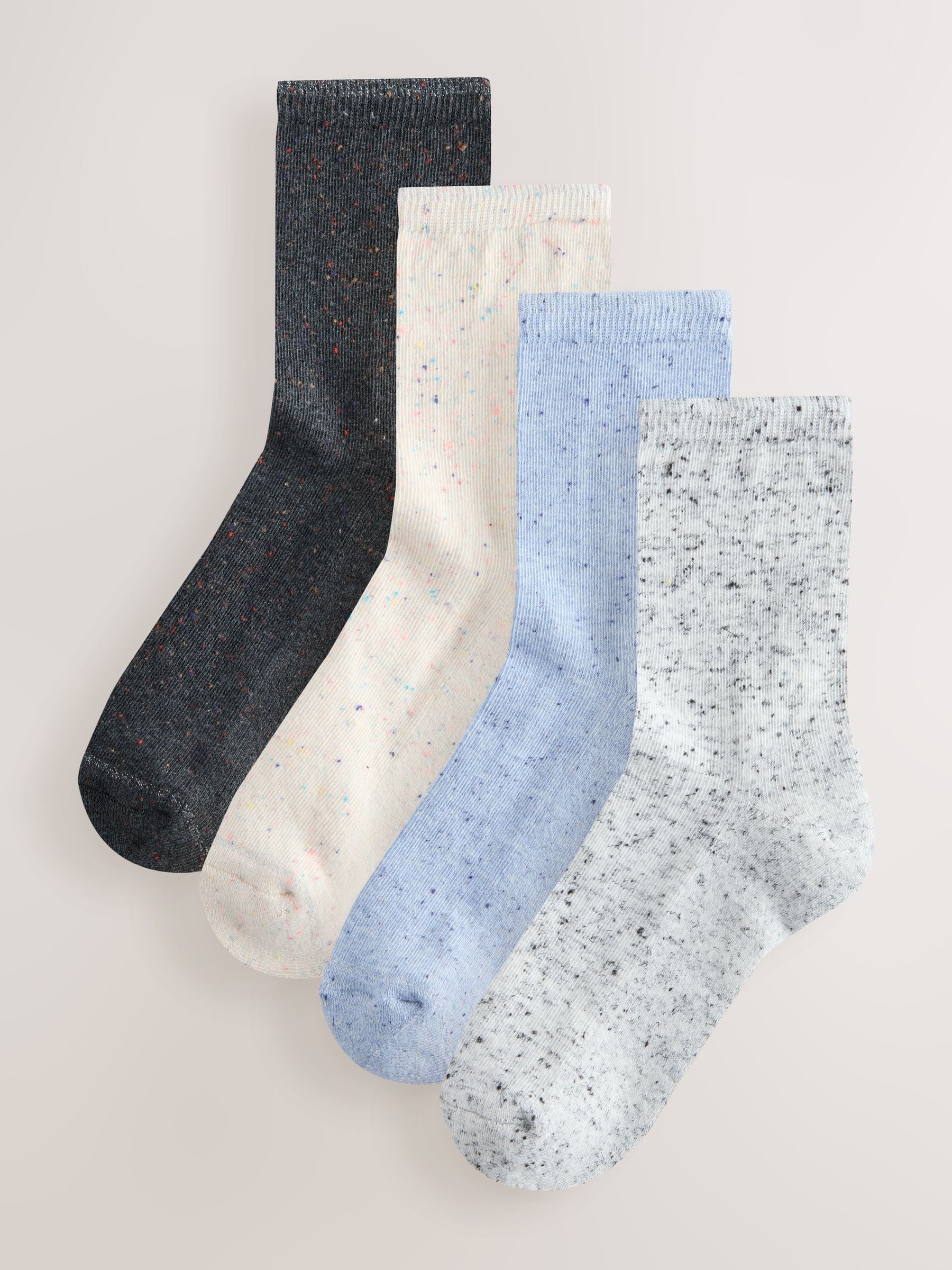 Blauw/grijs - Set van 4 paar sokken met kussenzool