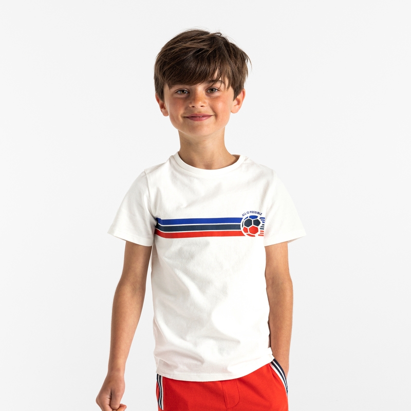 T-shirt manches courtes à message blanc garçon