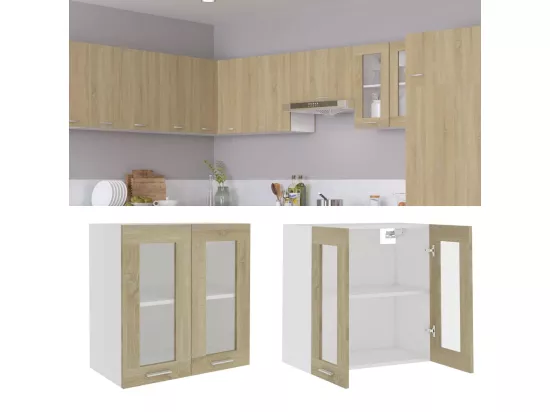 Armoire en verre suspendue Chêne sonoma Bois d'ingénierie