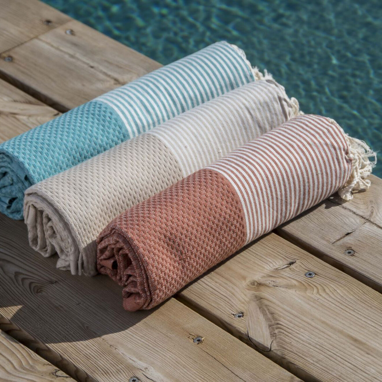 Febronie Fouta Nid d'Abeille Ibiza beige - 100x200 cm