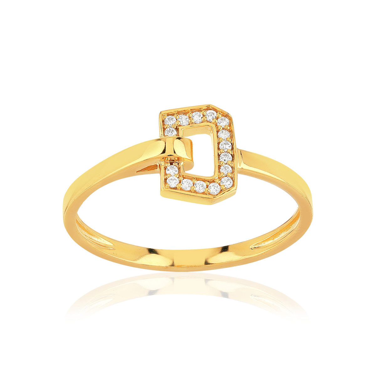 Bague or recyclé 750 jaune et boucle diamants