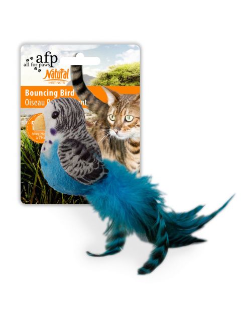 All For Paws Bouncing Bird - Kattenspeelgoed - 10x20x7 cm Assorti