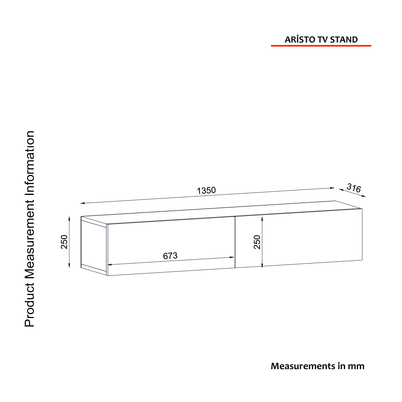 TV Lowboard - weiß - hängend - 135 cm