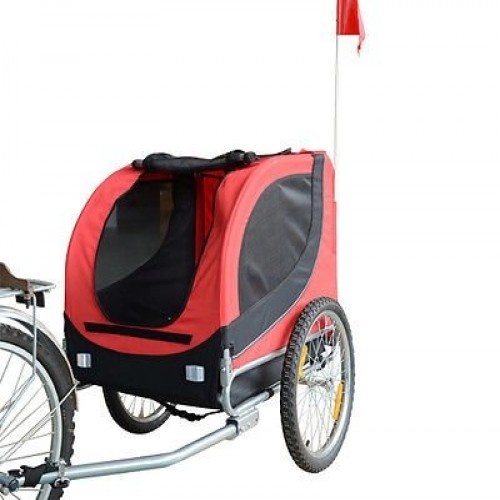 Reboque para bicicleta Pawhut vermelho e preto para animais de estimação