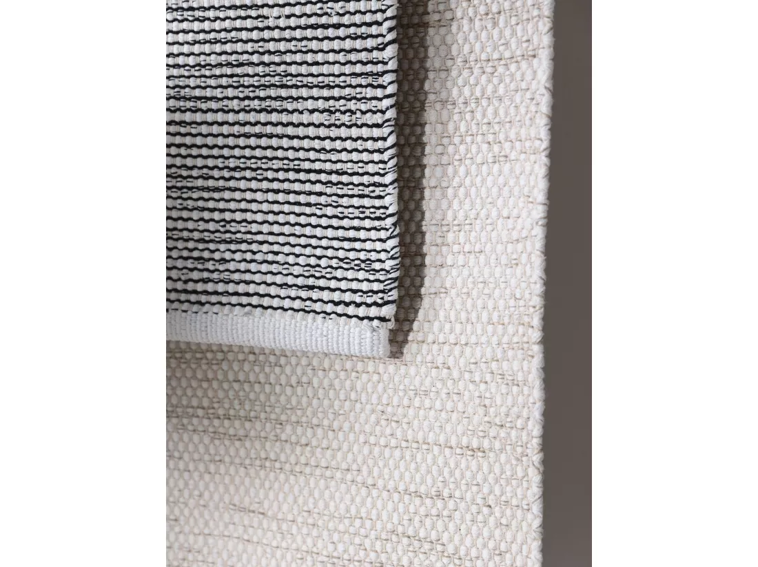 Tapis de couloir en coton tissé main Ron Crème 80x300 cm