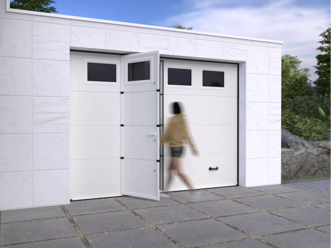 Porte de garage sectionnelle sur mesure lisse blanche - ASINARIA