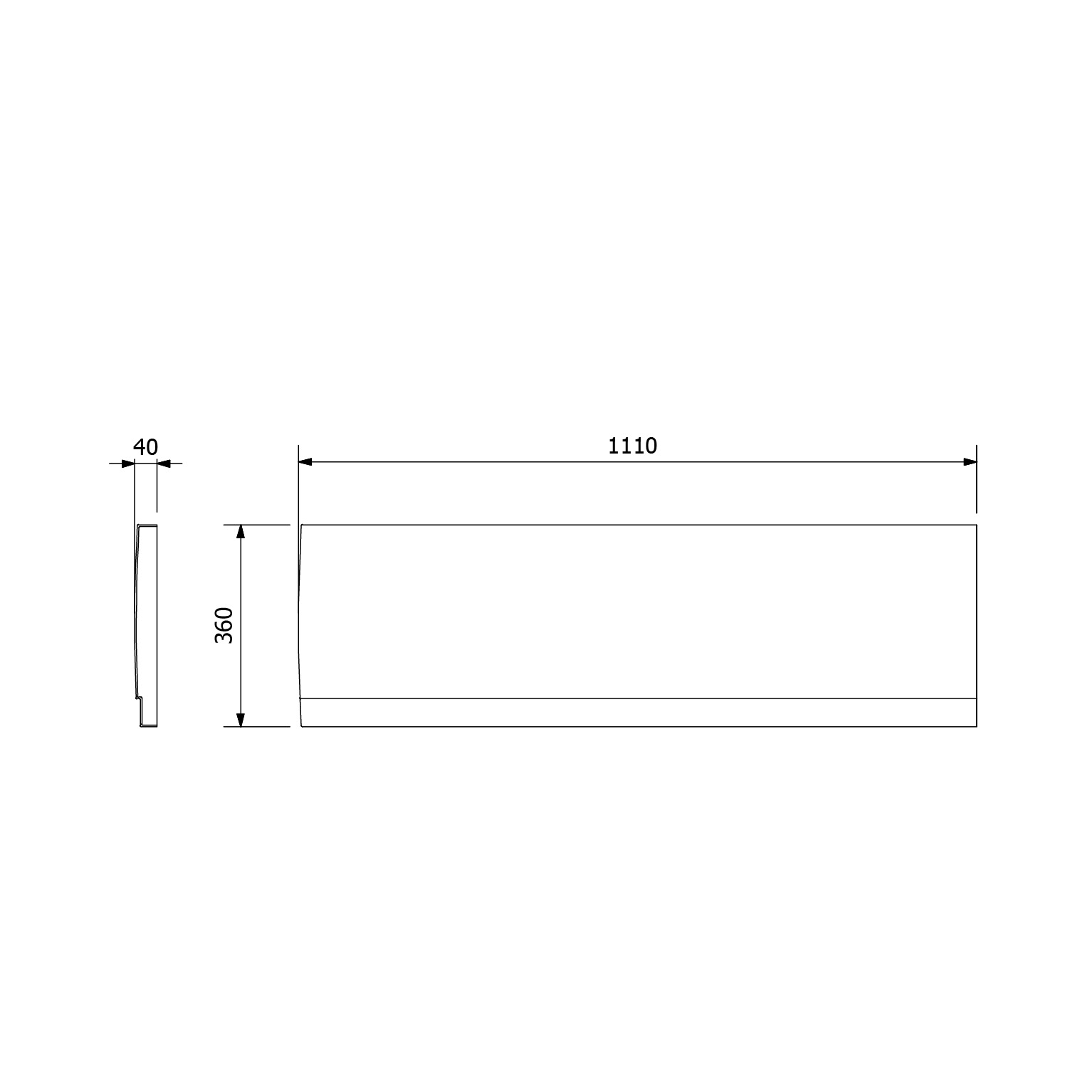 Polysan Deep Plain douchebakpaneel 110x36cm rechts wit