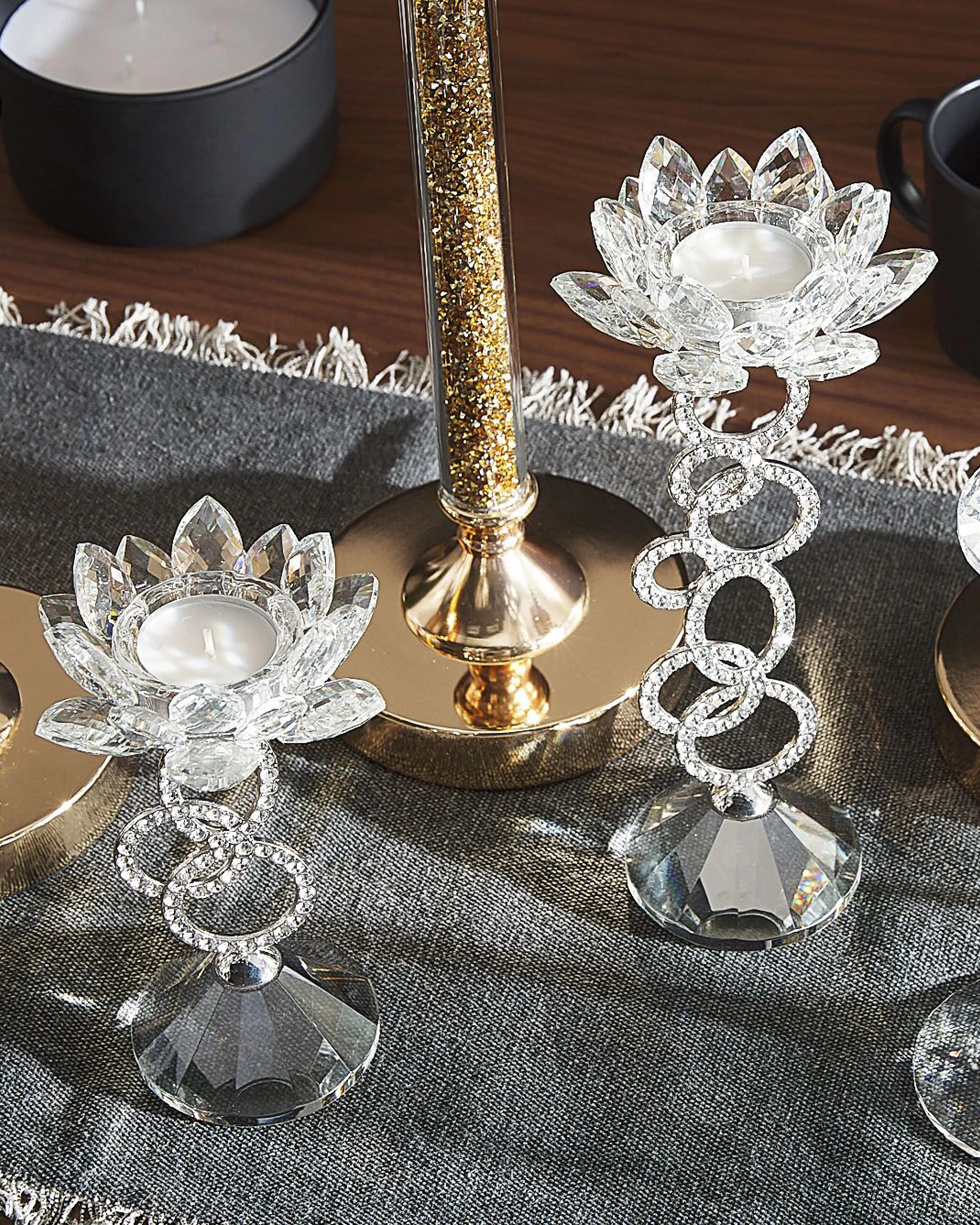 Kaarshouder OVIEDO Glas 19 cm Zilver