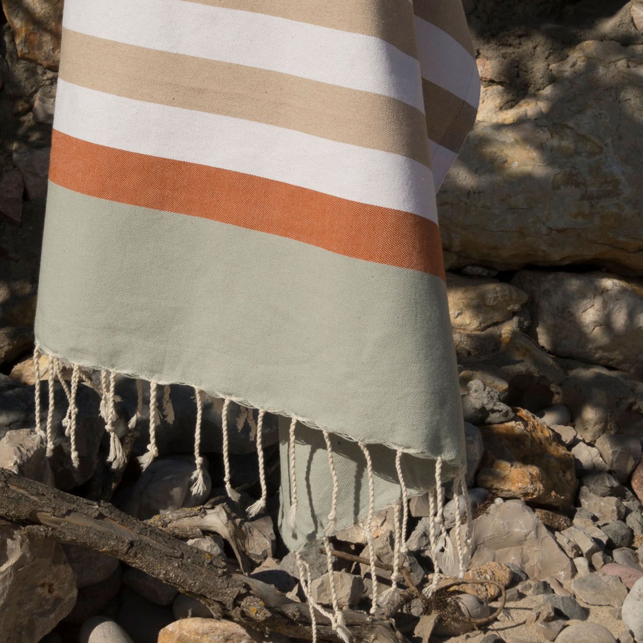 Febronie Fouta tricolore Arcachon beige/terracotta