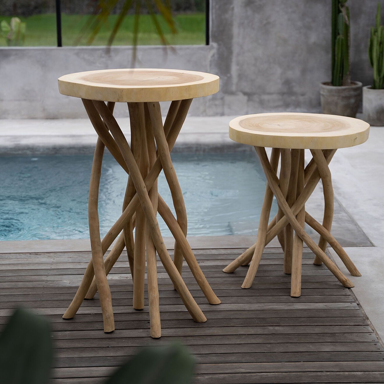 Bazar Bizar Table de bar Gili naturel - 60x60x103 cm