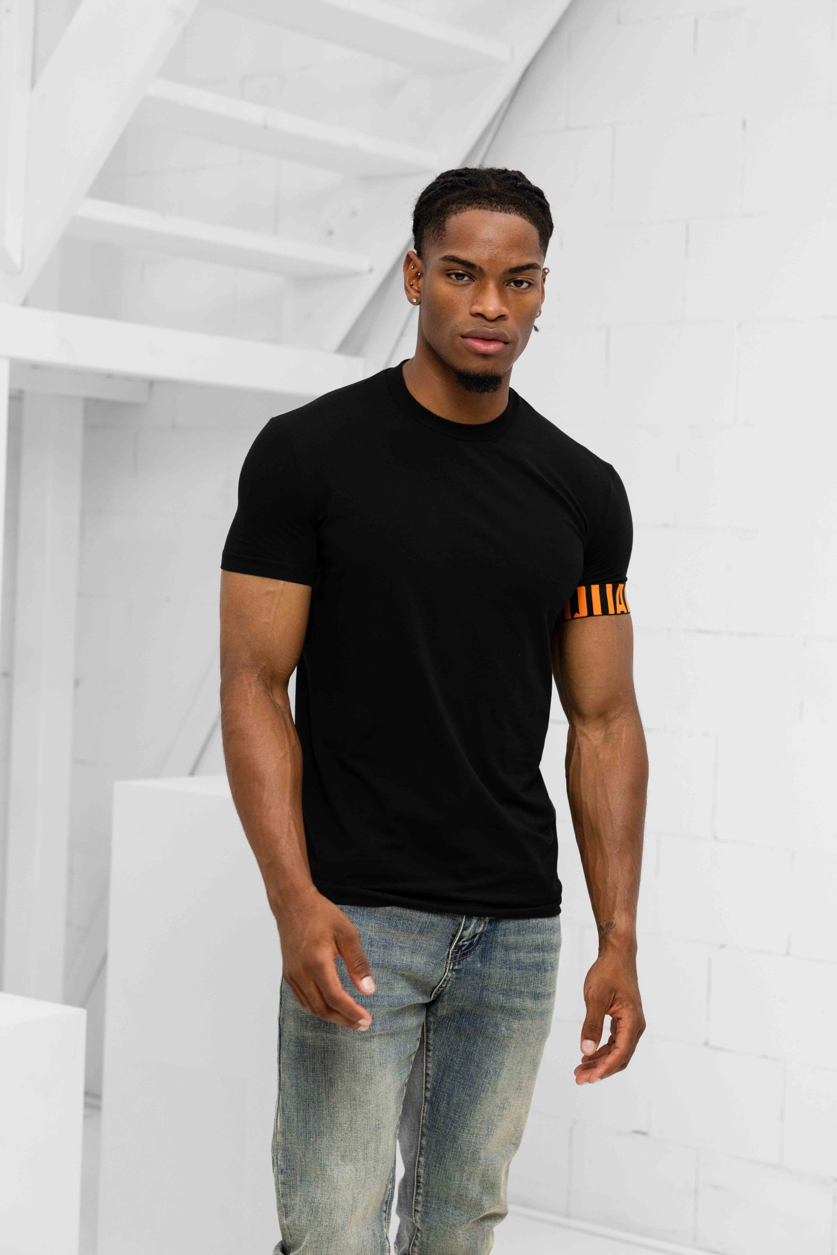 Dsquared2 Round Neck T-Shirt Heren Zwart/Oranje