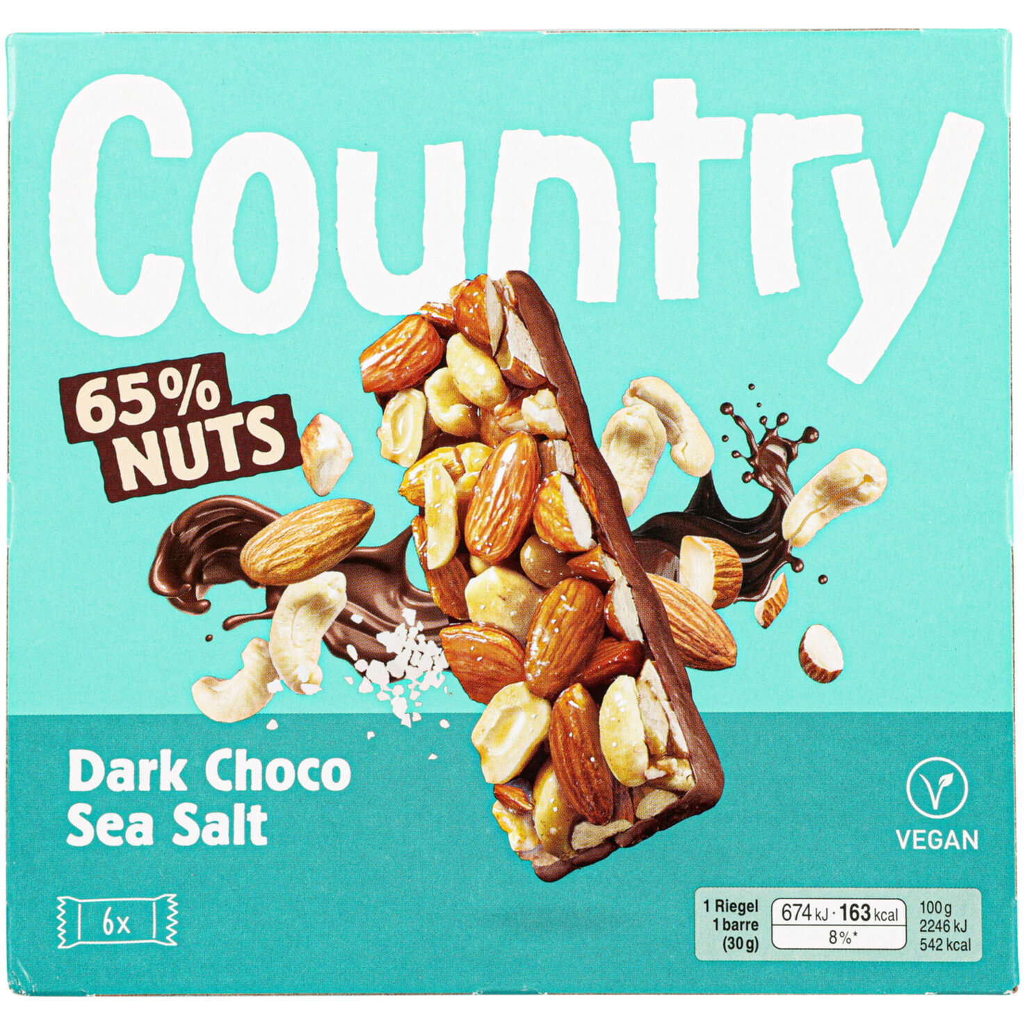 Country Nuts Dark Choco & Sea Salt 6x30g