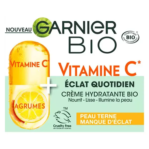 Creme hidratante Garnier Organic Daily Radiance com vitamina C orgânica 50ml