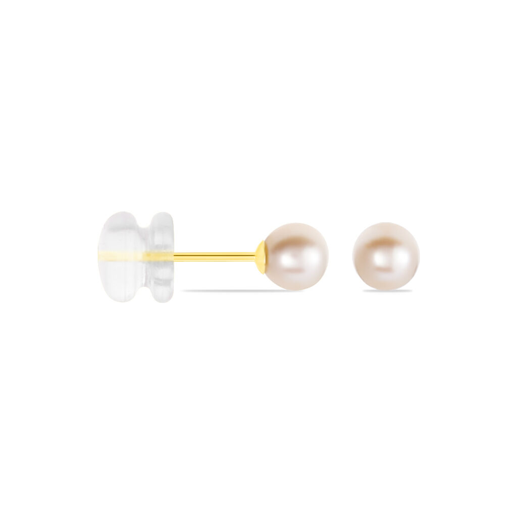 Boucles D'oreilles Puces Suki Rondes Nacres Or Jaune Perle De Culture