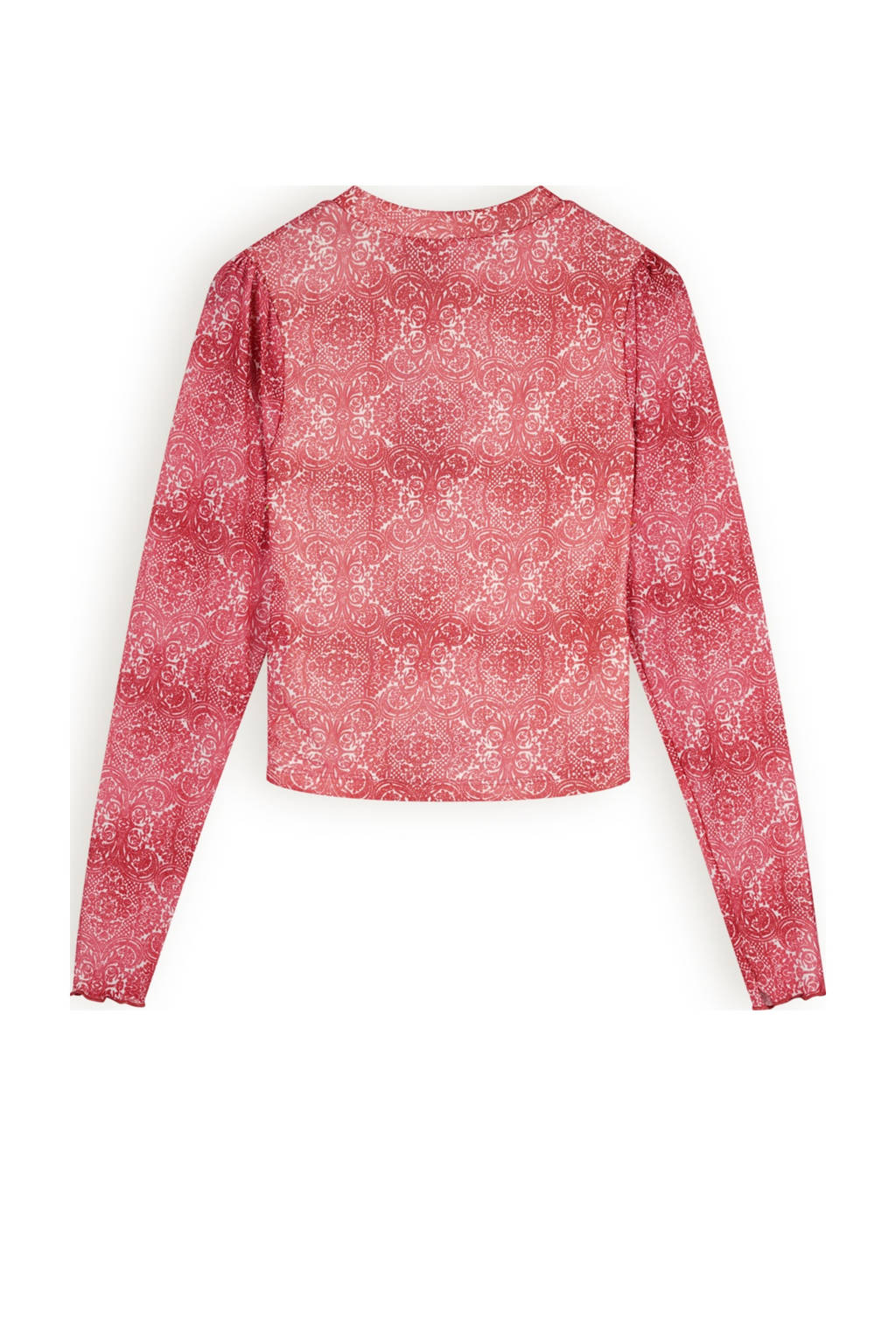 NoBell’ top Key met all over print en mesh roodroze