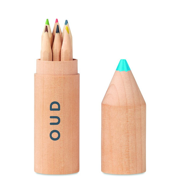 GiftRetail MO9875 - PETIT COLORET 6 crayons dans un étui en bois