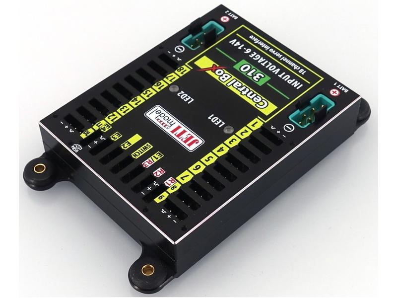 Jeti Akkuweiche Central Box 310 mit 2x Rsat2 und RCSW Umfassendes Management mehrerer Servos in einem Modell mit hohen Sicherheitsansprüchen