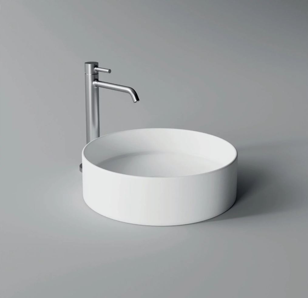 Salenzi Hide Circle opbouw wastafel waskom mat wit 40x12cm
