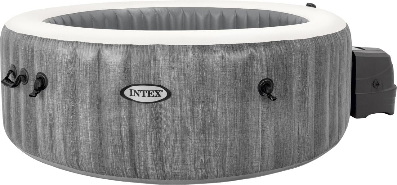 Intex Whirlpool Pure SPA Bubble Massage Greywood Deluxe - Ø 196 x 71 cm, für 4 Personen, Fassungsvermögen 795 l, graue Holzoptik, 28440