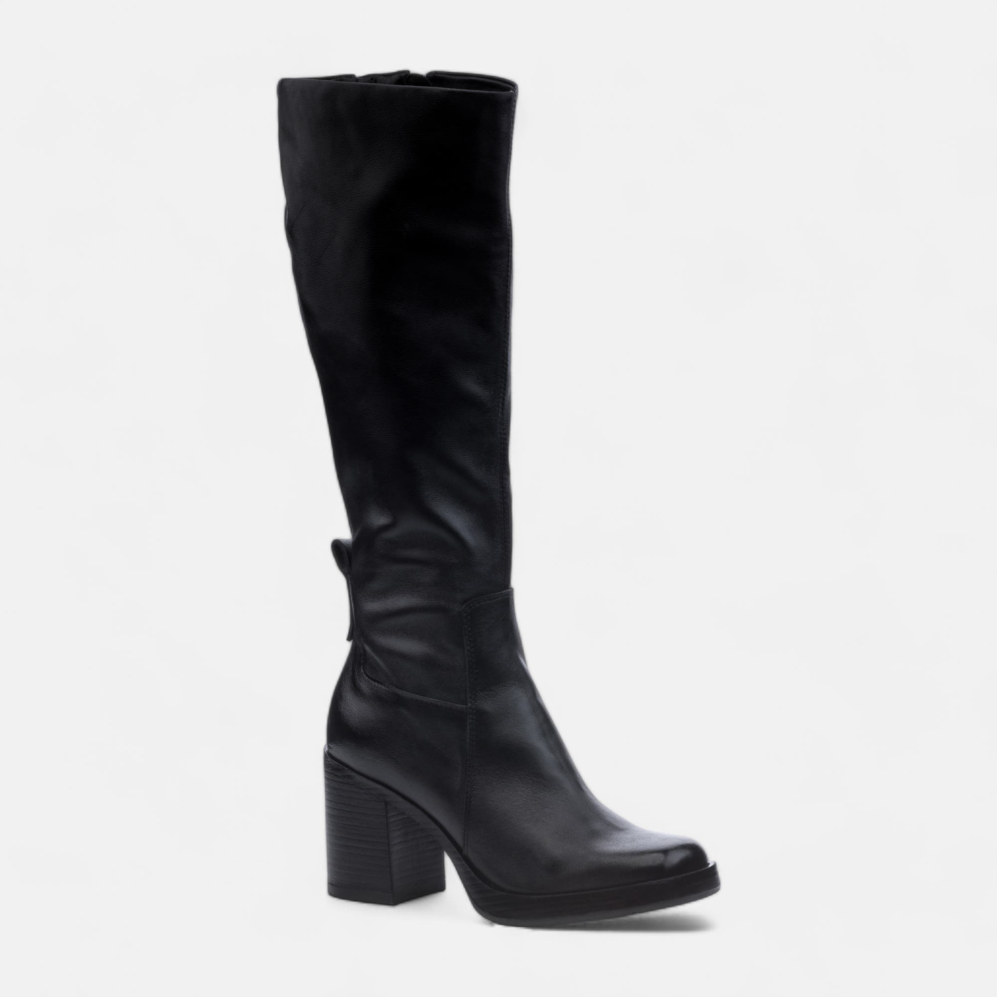 Bottes à talon Femme en cuir noir