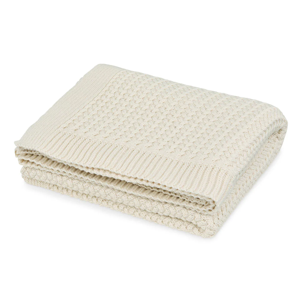 Harper Baby Striktæppe - GOTS - Off White