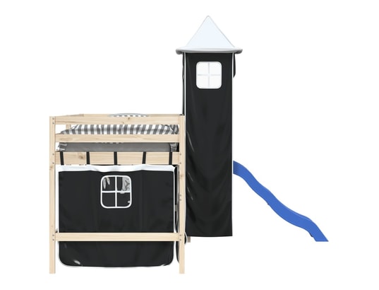 VIDAXL - Rideaux pour lit mezzanine avec tour blanc et noir polyester