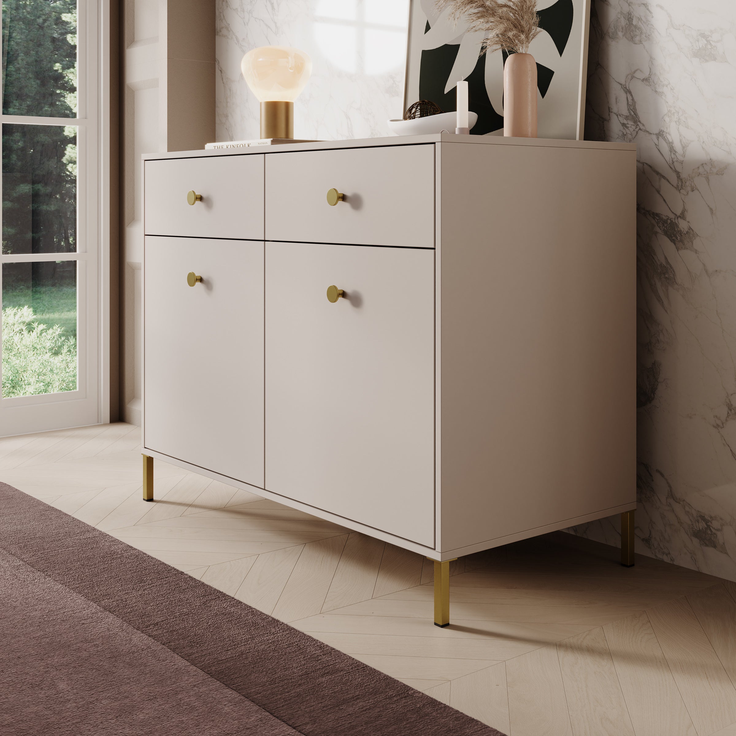 Syran - Dressoir - Beige - 114x42x90 cm