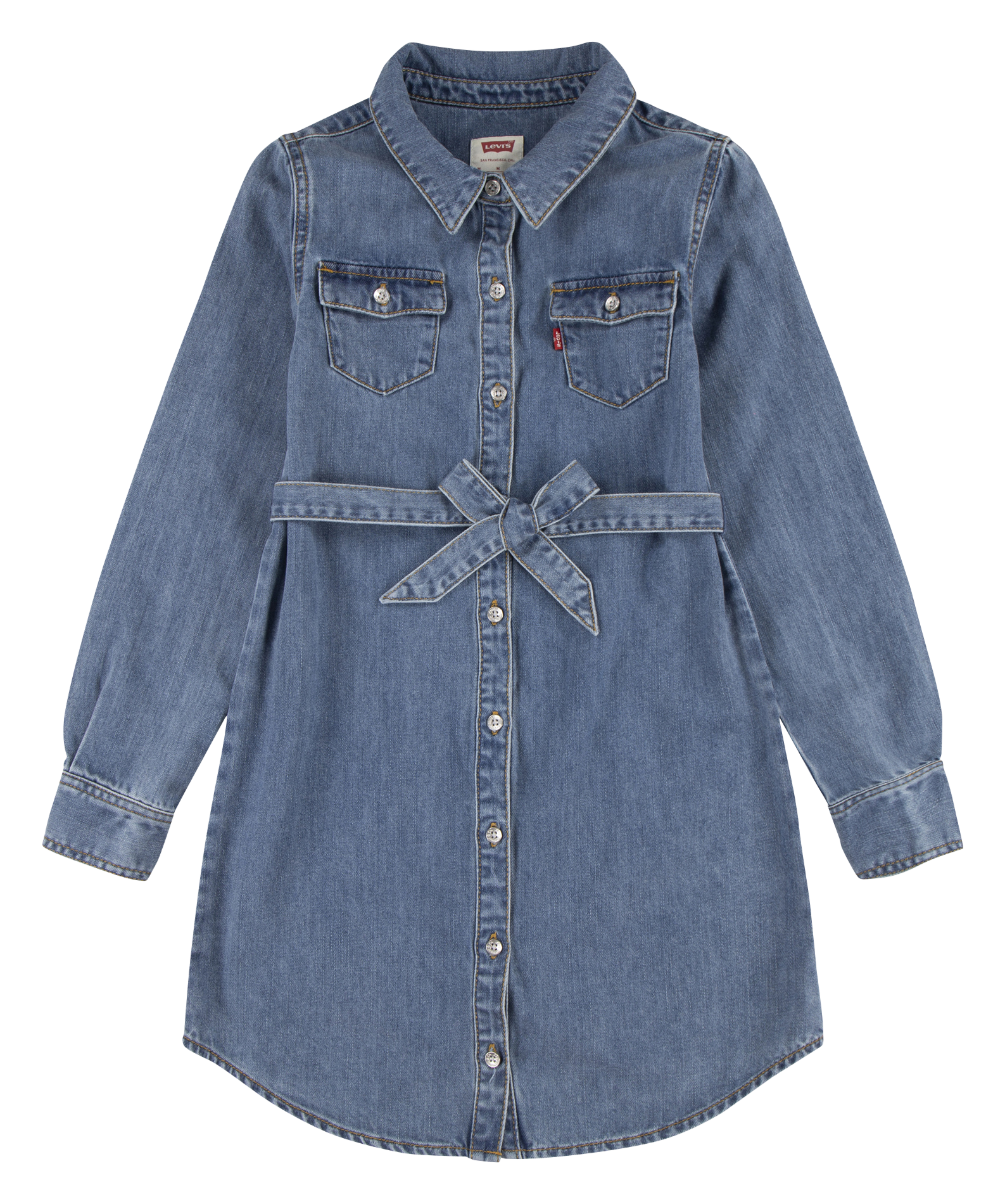 Robe chemise courte en coton bio | Bleu