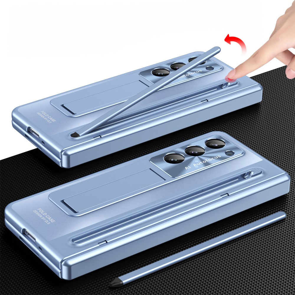 Samsung Galaxy Z Fold6 Hardcase Schutzhülle mit Touch Pen   Display Schutzglas   Kickstand - Schwarz