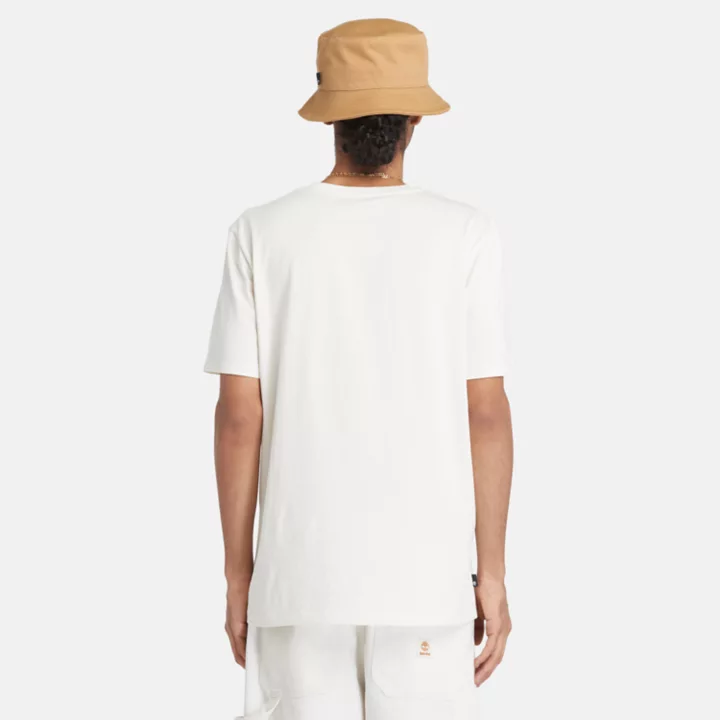 T-shirt à logo linéaire pour homme en blanc