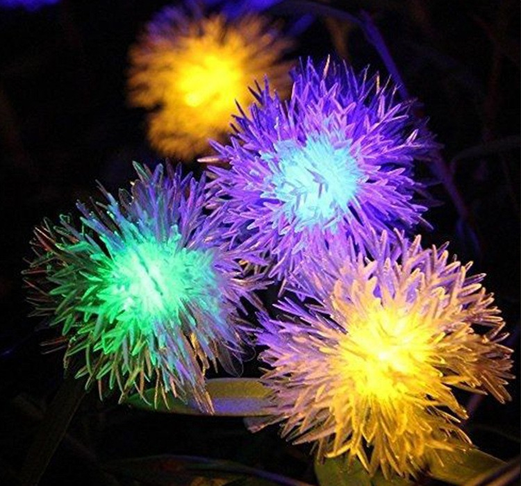 (6.5m) 30 LED's Deko Solar Lichterkette Pusteblumen Outdoor Beleuchtung IP65 - Bunt