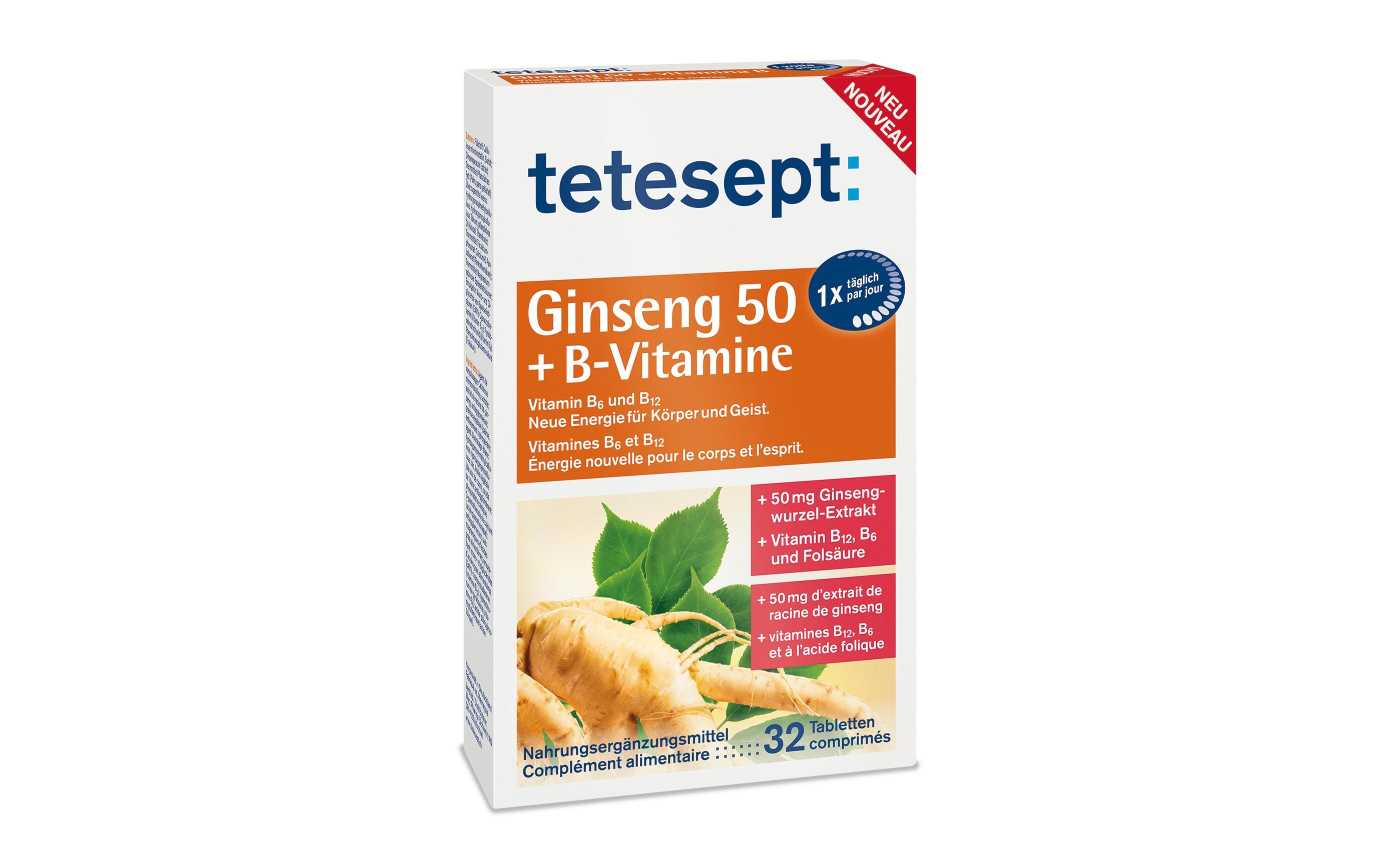 Ginseng 50 + B-Vitamine 32 TablettenVitalisierende Tabletten mit Ginseng