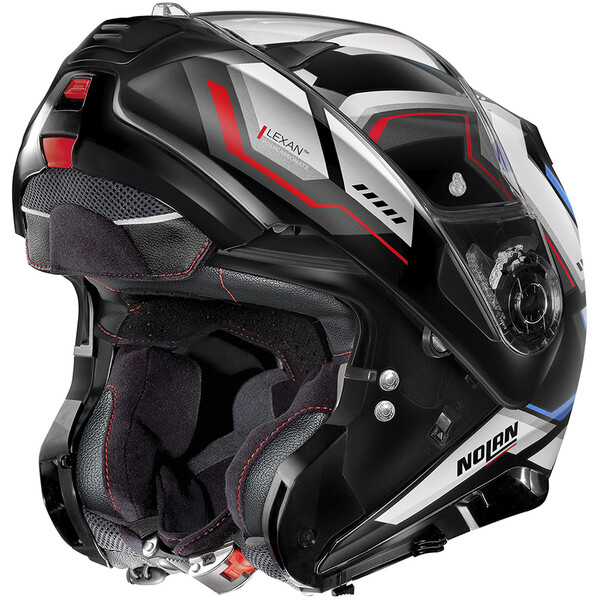 Nolan - Casque N100-5 Upwind N-Com Noir Brillant / Blanc / Rouge / Bleu