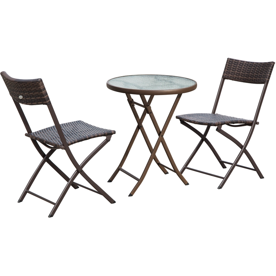 Outsunny Polyrattan Bistroset für 2 Personen braun