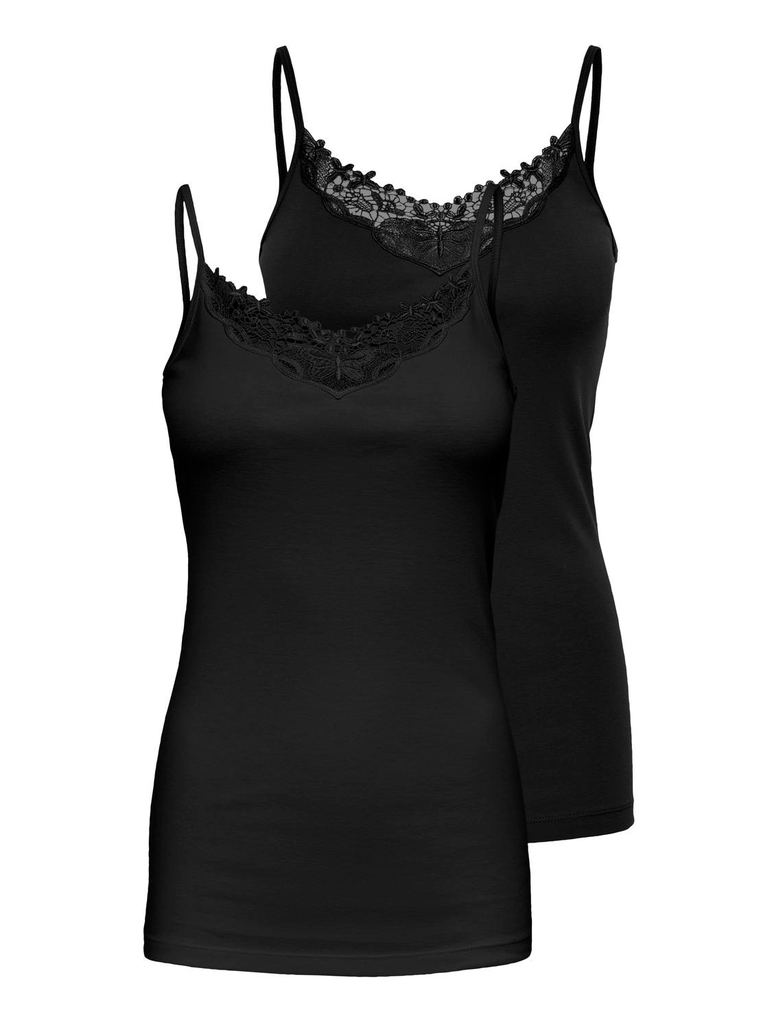 ONLY CARMAKOMA Spaghettitop »CARLULU LACE SINGLET 2PACK CS JRS ZL« Packung, 2