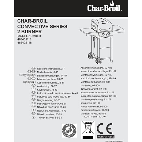 Char-Broil Convective 210 gasgrill - sort
