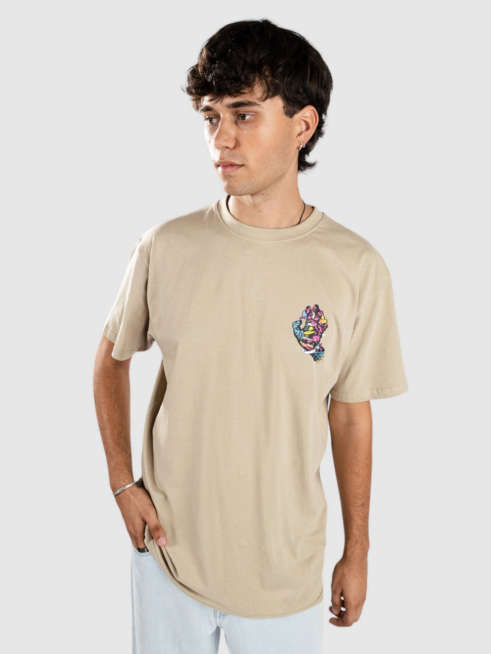 Santa Cruz Space Hand T-Shirt stone grey