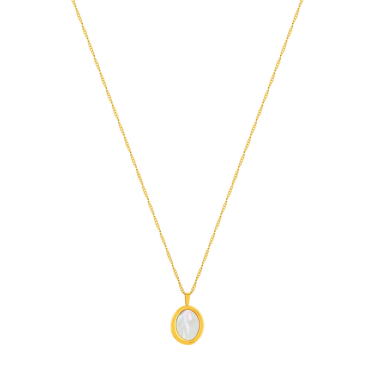 Collier acier jaune nacre 46 cm
