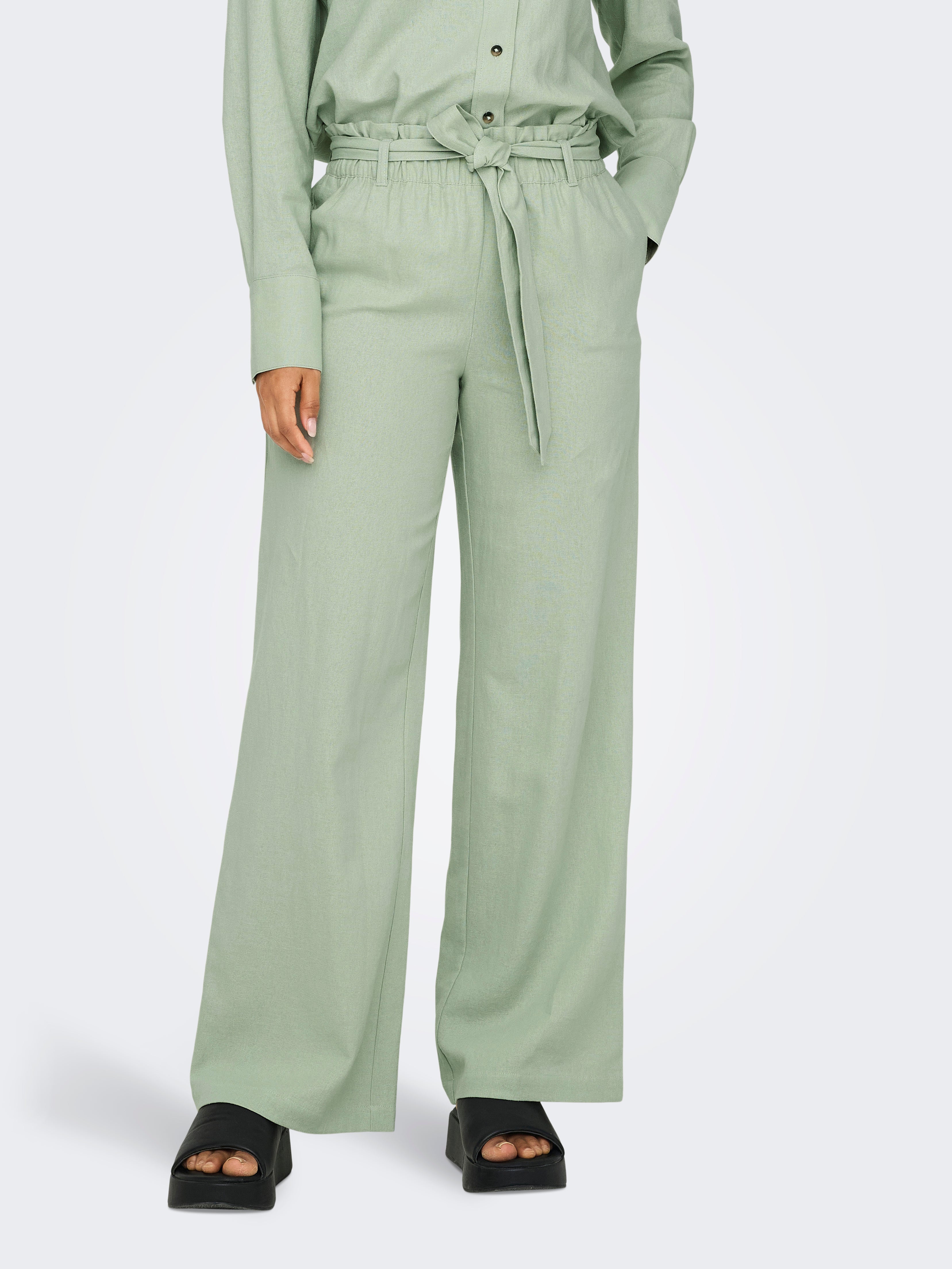 JDYSAY Mittlere Taille Locker geschnitten Hose Desert Sage