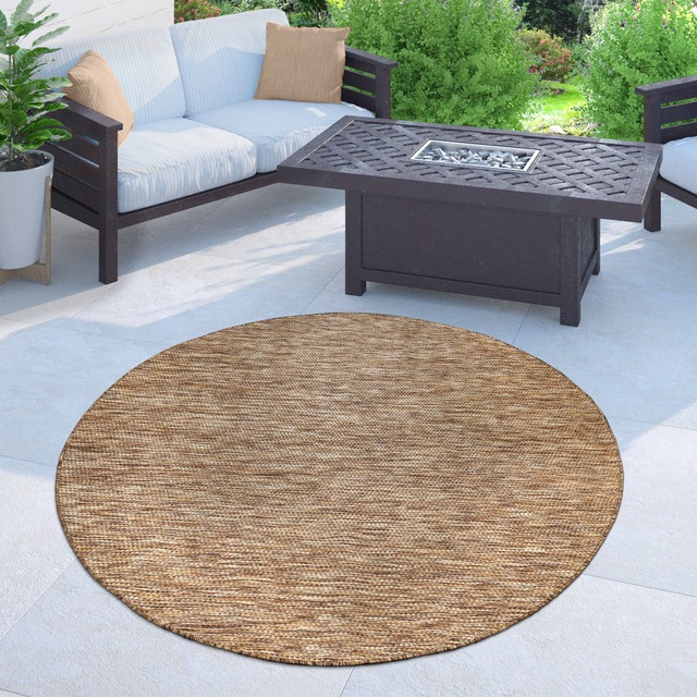 Bruno Banani Teppich »Venezia« rund 4 mm Höhe Flachgewebe, Sisal-Optik, meliert, UV-beständig, Outdoor geeignet