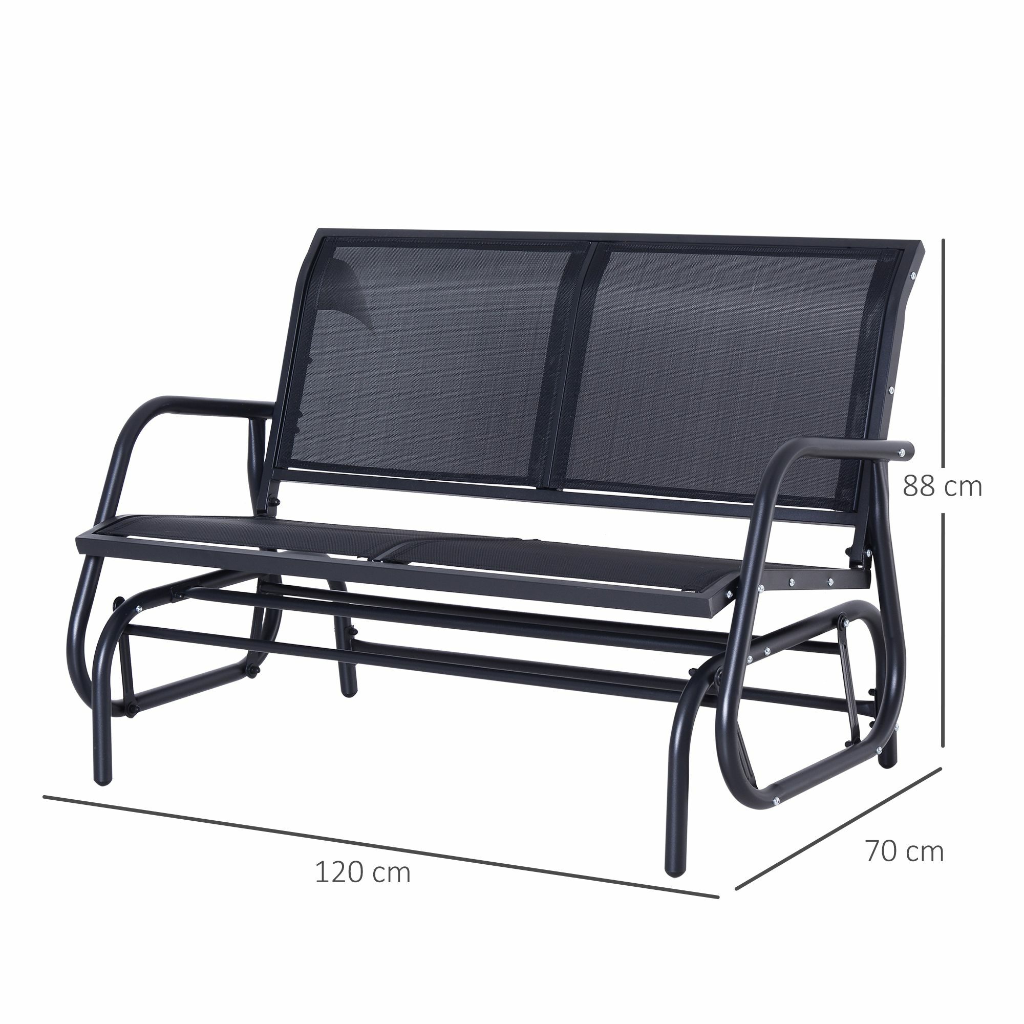 Outsunny Schaukelbank für 2 Personen schwarz 80 x 123 x 88 cm (LxBxH)