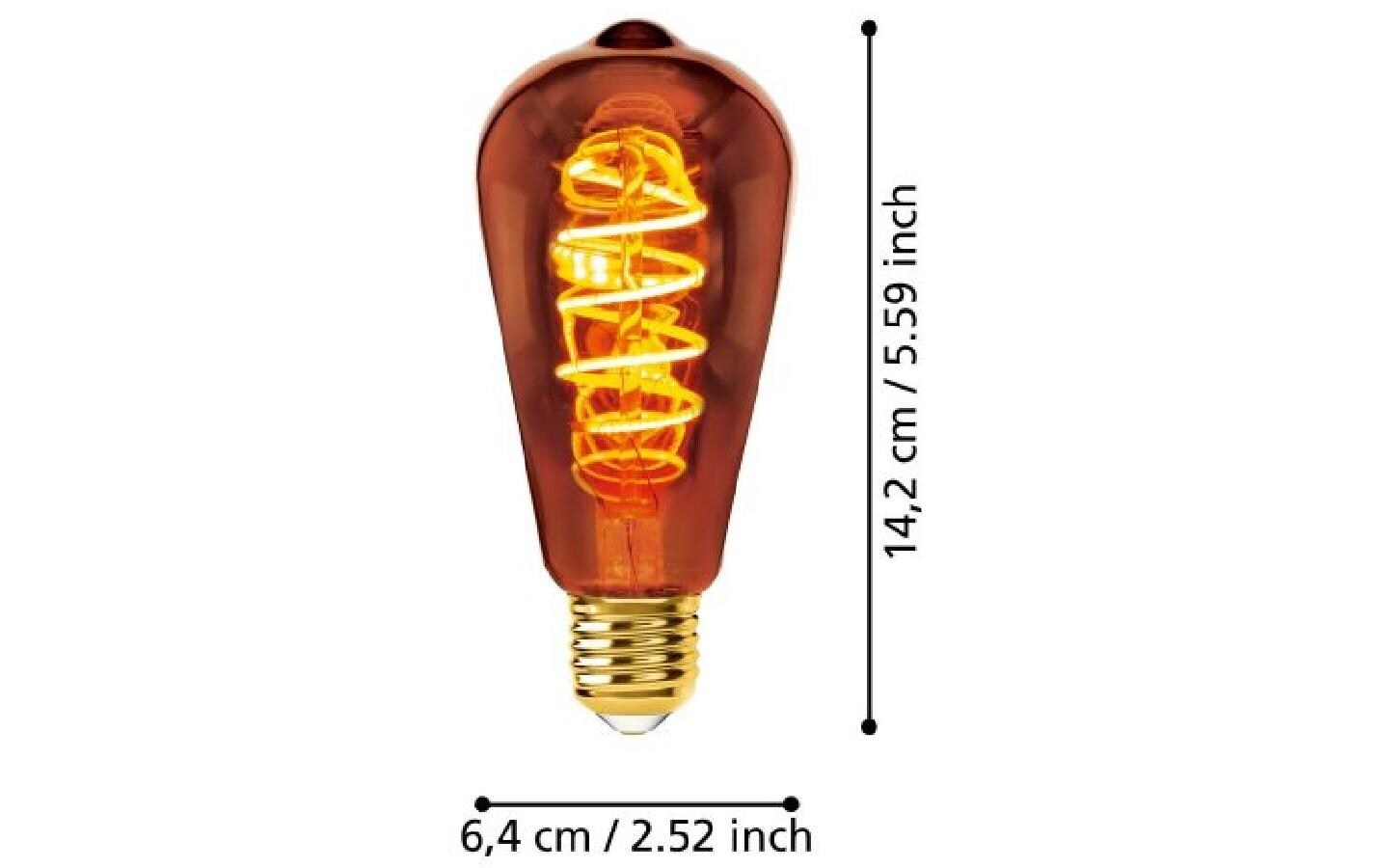 Lampe 4 W E27 WarmweissDeko-Leuchtmittel aus bedampftem Glas in Kupfer