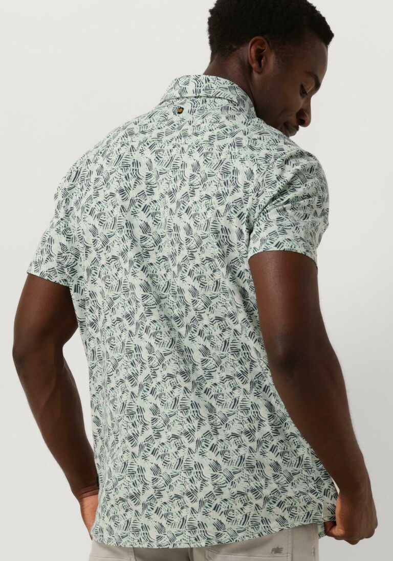 PME LEGEND blauwe pme legend casual overhemd short sleeve shirt print on jersey slub pique